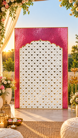 Ready Lotus Arch Mirror Work Decorative Panel (Ready Piece)4* 5 FEET - BAPS-79