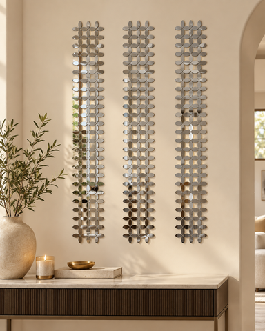 Floral Mirror Strip on Transparent Sheet for Door Hanging, Wall & DIY Home Decor-ST-28