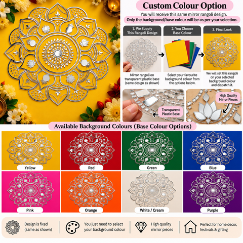 Transparent Paper Mirror Rangoli – Ready-Made Decorative Mirror Rangoli for Décor ST-39