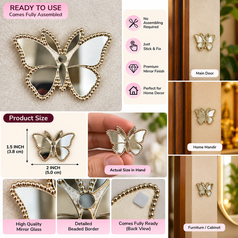 Butterfly Mirror Wall Decor – Ready Made Decorative Mirror Art Piece ST-42