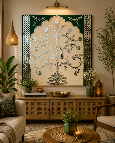 Floral Tree Mirror Work Ready Backdrop Panel - BAPS-88