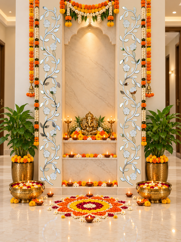 Ready to Use Floral Mirror Lace Patch on Transparent Sheet – Repeatable Border Design with Silver or Golden Border Option