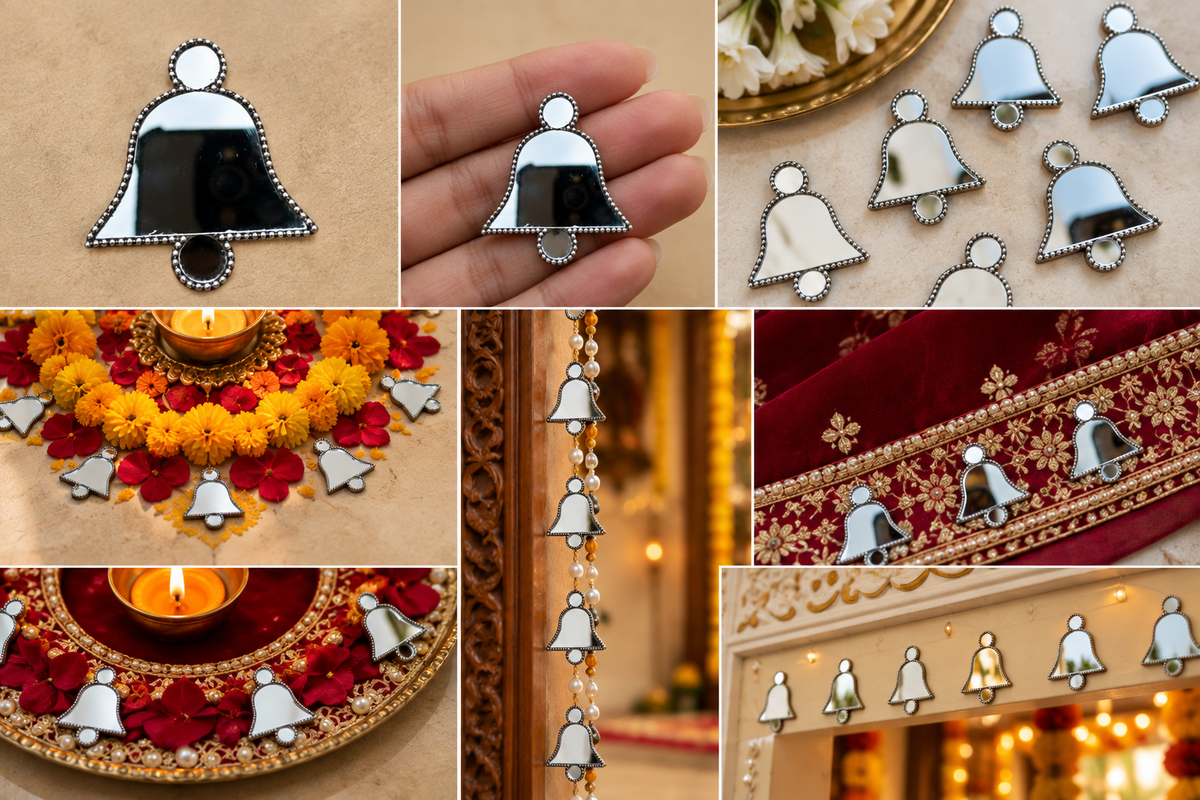 Ready-Made Bell  Shape Mirror Design on Transparent Sheet for Lippan Art ST-48