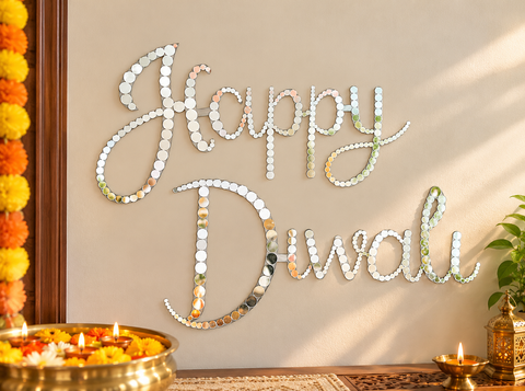 Happy Diwali Mirror Wall Décor | Ready-to-Use Festive Mirror Decoration St-101
