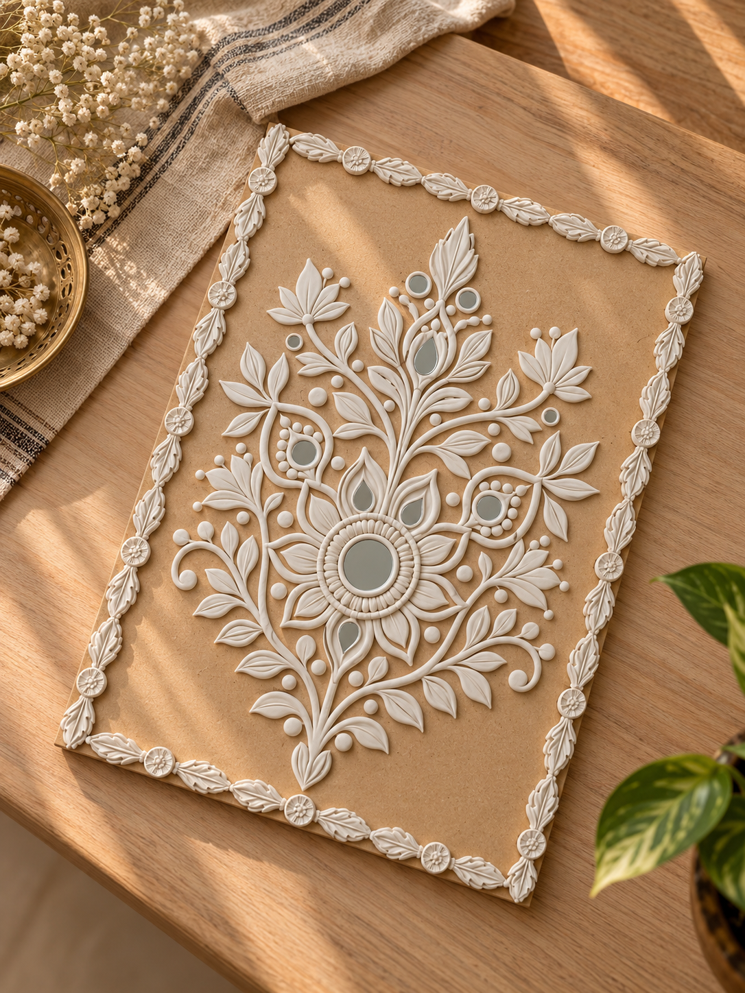 Floral Leaf Clay Border Strip for Lippan Art & Wall Decor 6 Foot - CLAY BORDER 1