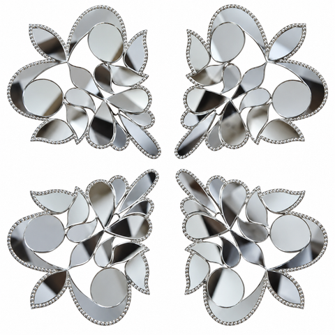 Floral Glass Mirror Ready Piece for Lippan Art, MDF & DIY Decoration ST-81