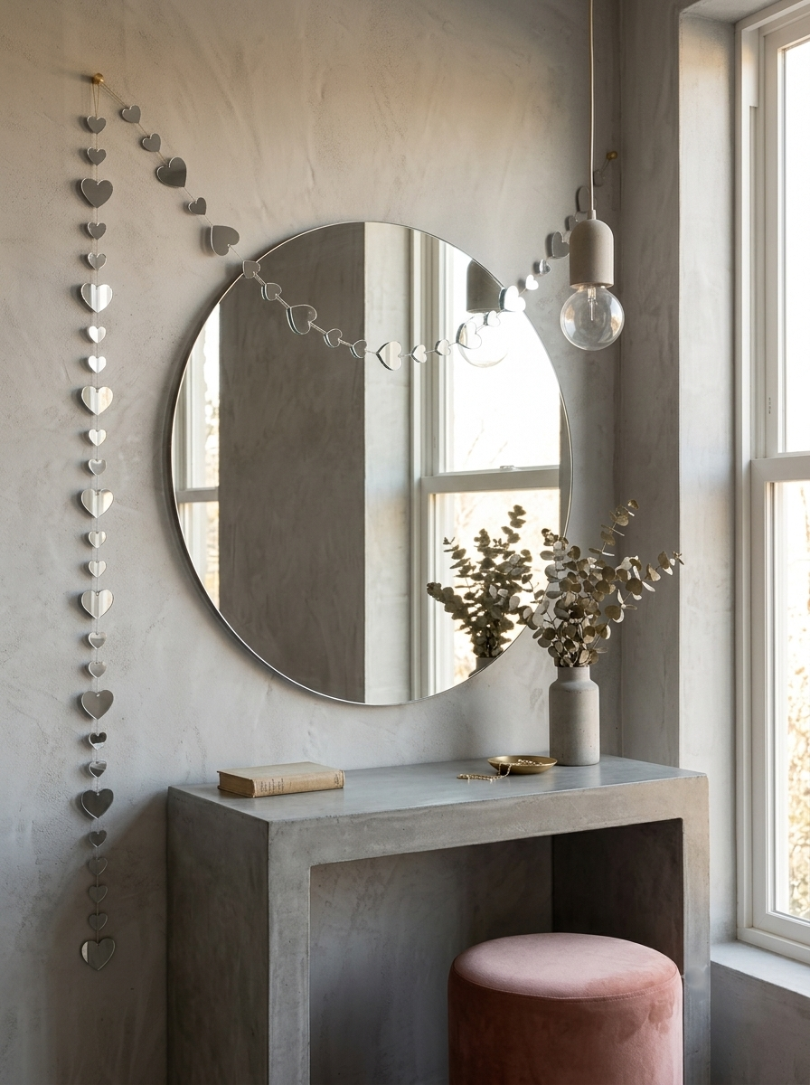 Heart Shape Mirror Hanging String – Decorative Mirror String for Home & Event Décor 6 INCH- ST-15