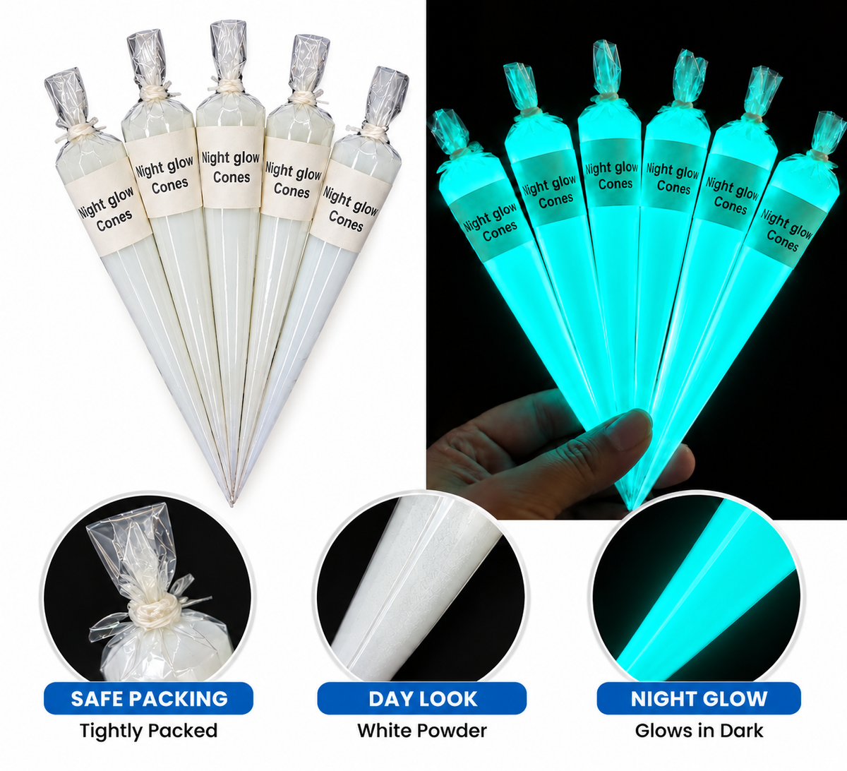Blue Night Glow Glue Cone for Lippan Art, DIY Craft & Decoration –-701