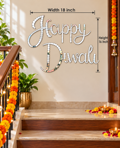 Happy Diwali Mirror Wall Décor | Ready-to-Use Festive Mirror Decoration St-101