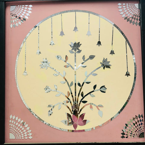 Square and round with tree unique Mirror Panel for Home Decor –  (Mirror & Stencil Included) – 1369