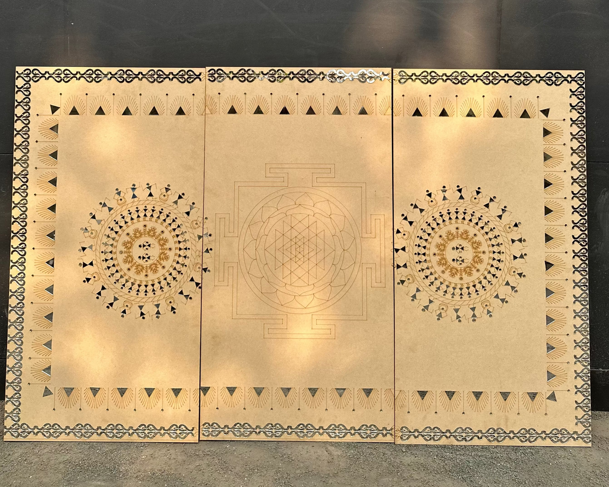 Wall Decor Frame shree yantra  (with mirrors)-564