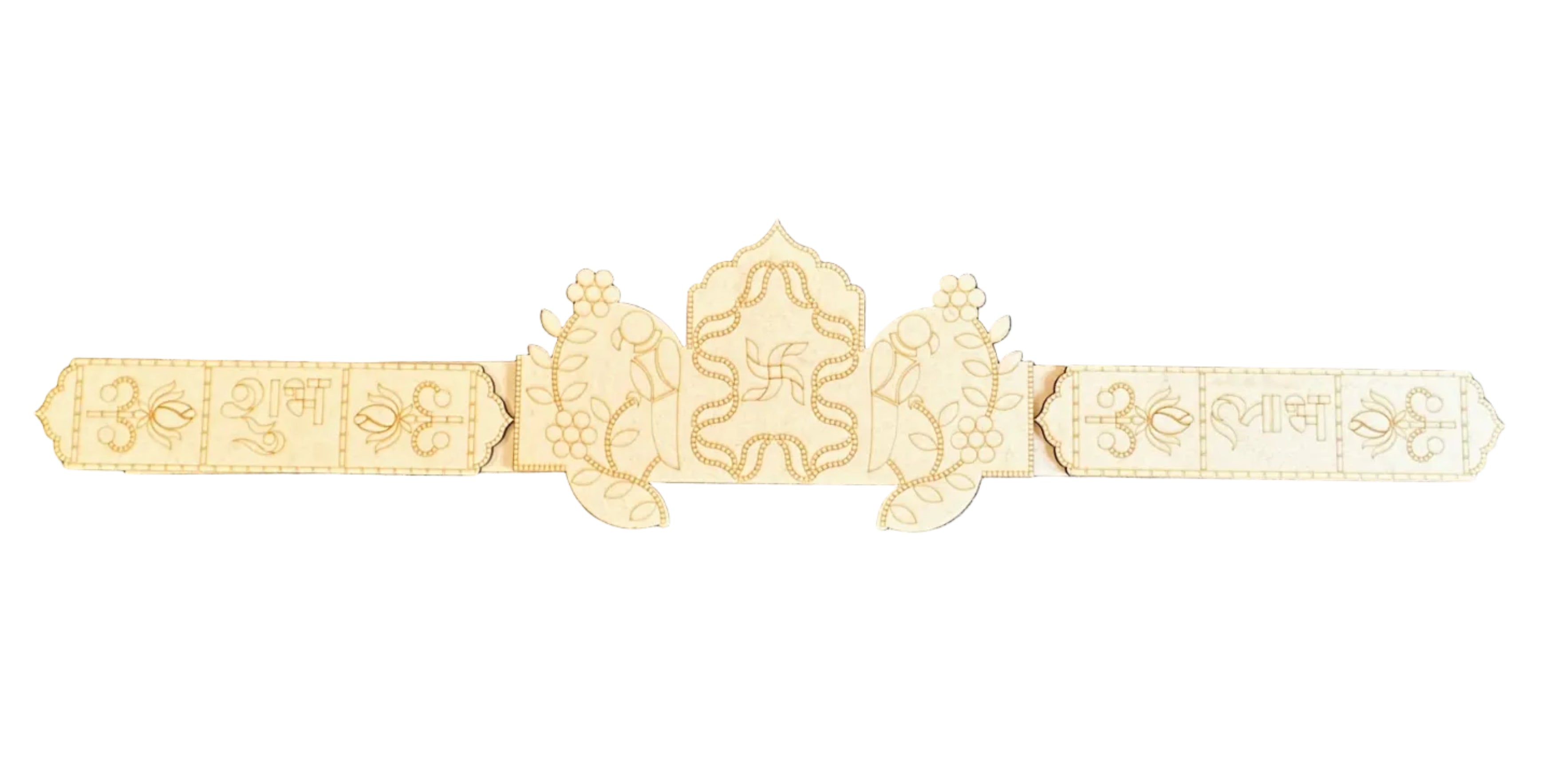 Mini Shubh Labh toran premarked MDF with silver mirror for festive home entrance decoration and DIY craft use 4.2 inch