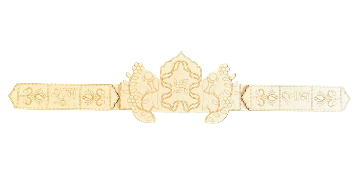 Mini Shubh Labh toran premarked MDF with silver mirror for festive home entrance decoration and DIY craft use 4.2 inch