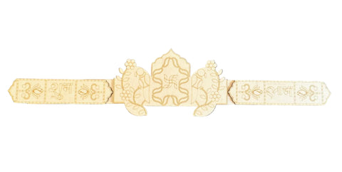 Mini Shubh Labh toran premarked MDF with silver mirror for festive home entrance decoration and DIY craft use 4.2 inch