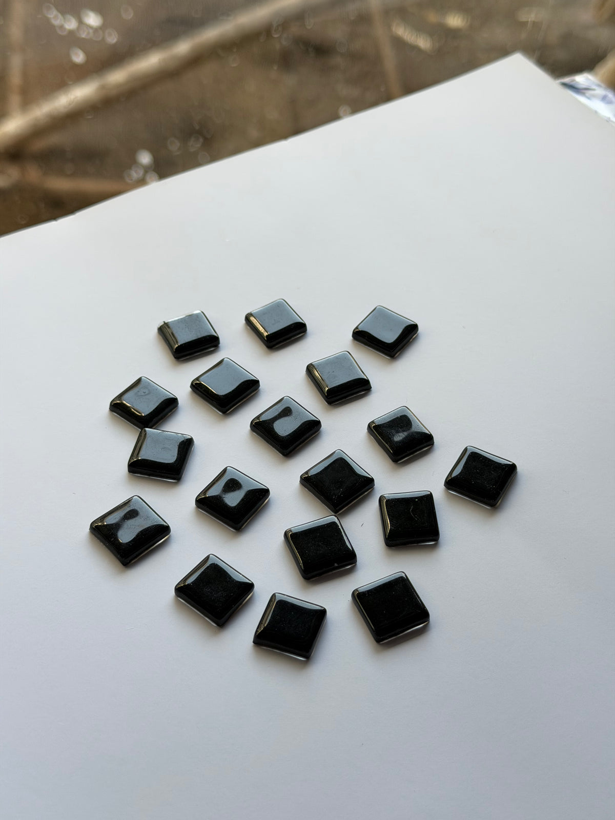 Glossy Square Solid Black Colour Mosaic Tiles-570