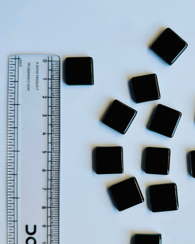 Glossy Square Solid Black Colour Mosaic Tiles-570