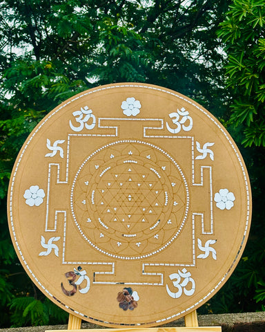 Premarked Shree Yantra Decorative Cutout with Mirror-506