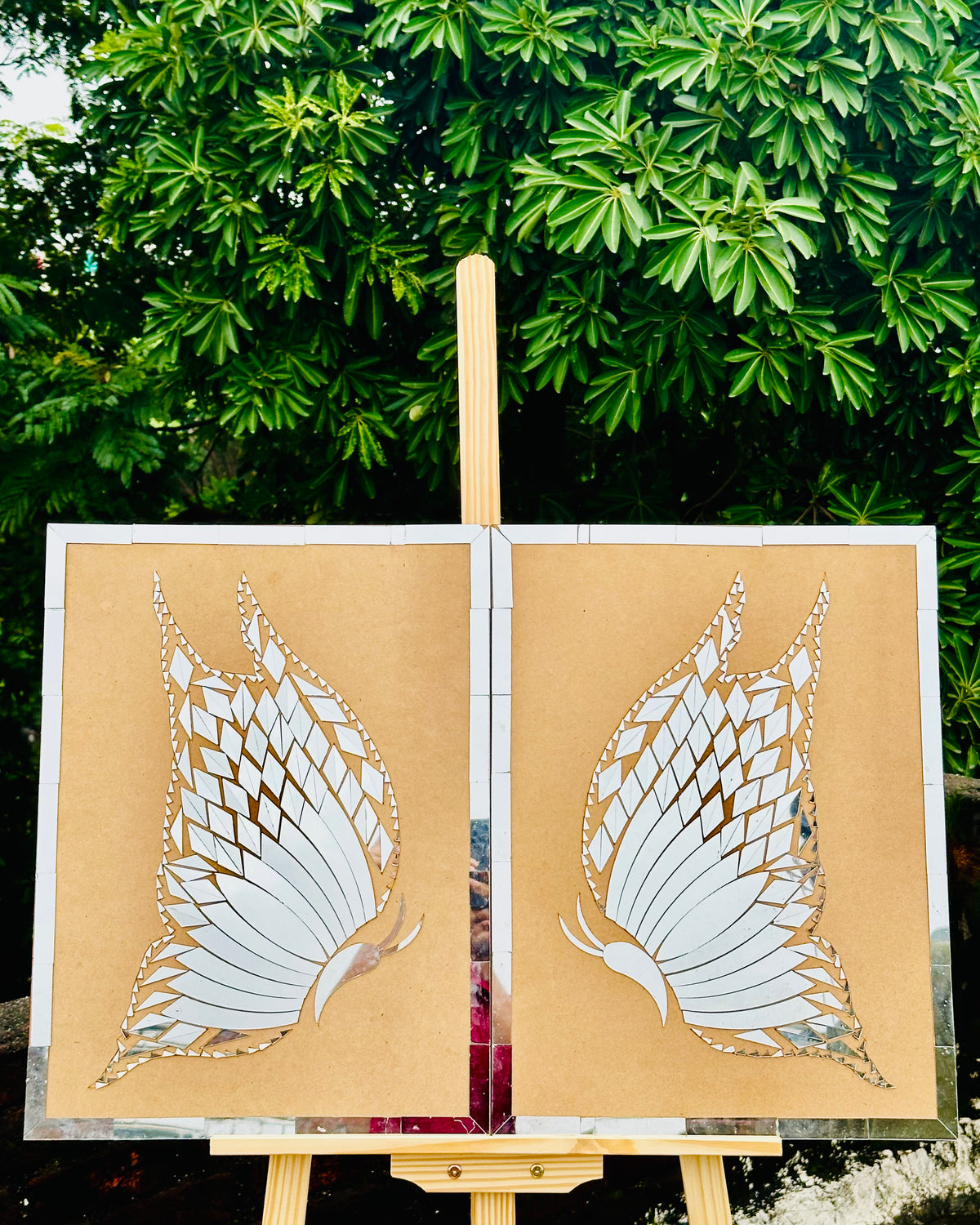 Fancy Butterfly shape silver mirror 1421(ONLY MIRROR)