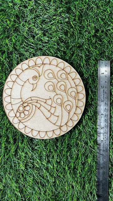 Mdf round shape peacock design-95