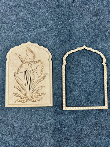 Flower Design Jharokha MDF Cutout  with mirrors - 607
