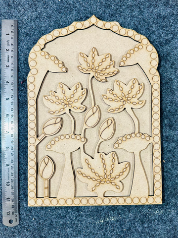 Floral Jharokha MDF Cutout  with mirrors - 608
