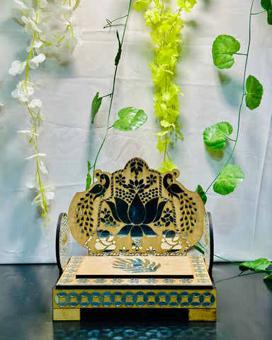 Peacock Lotus Mirror Work Singhasan (Ready Piece) - BAPS-54