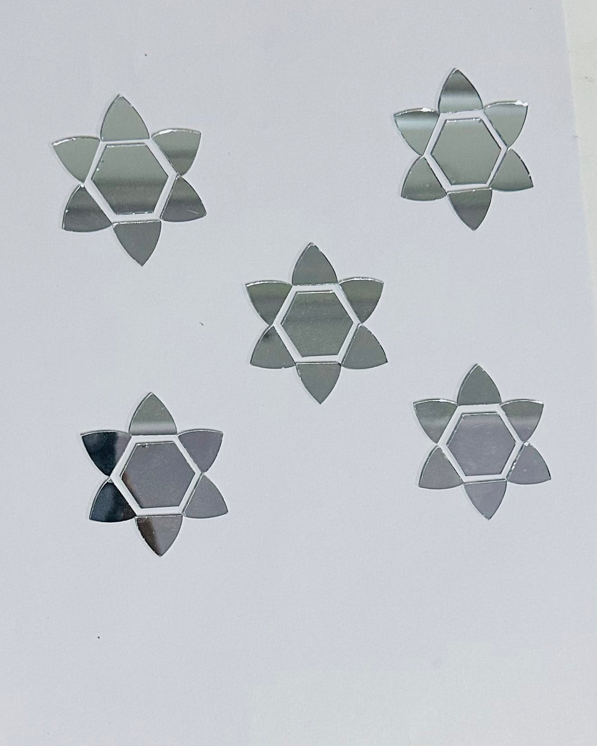 Hexagon Flower Shape Silver Mirror (1455)