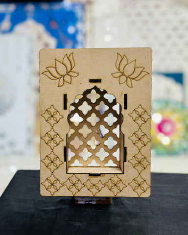 Mdf jharokha candle holder with mirrors - 539