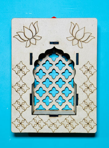 Mdf jharokha candle holder with mirrors - 539