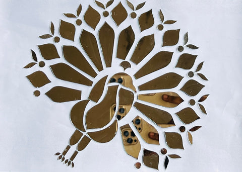 Fancy silver peacock shape mirror mor-110