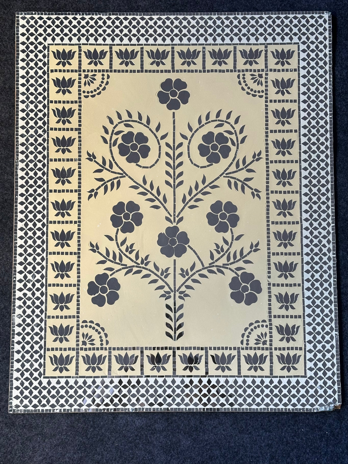 Premarked Floral Design MDF Wall Art Board With Mirror-637