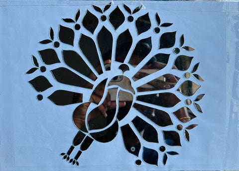 Fancy silver peacock shape mirror mor-110