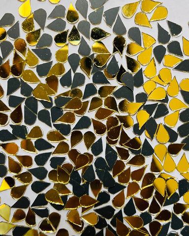 Golden almond shape mirrors for art