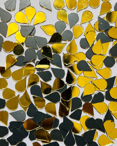 Golden almond shape mirrors for art