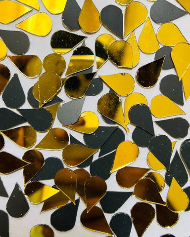 Golden almond shape mirrors for art