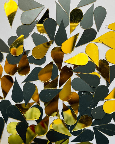 Golden almond shape mirrors for art