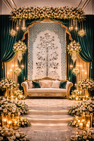 Premium Tree Design Mirror Stencil for Event Panel Decoration-1460