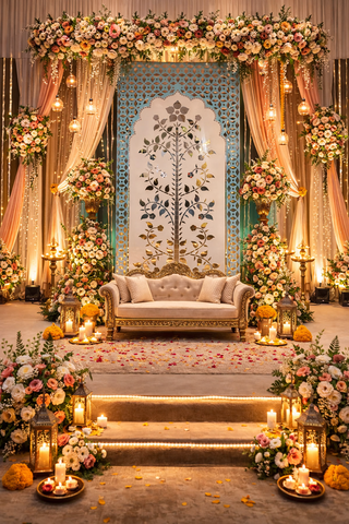 Premium Tree Design Mirror Stencil for Event Panel Decoration-1460