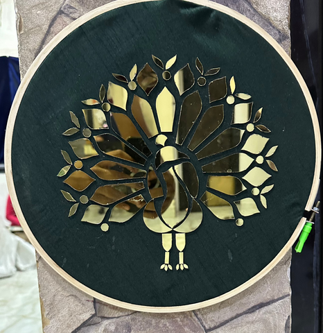 Fancy golden peacock shape mirror  mor-110