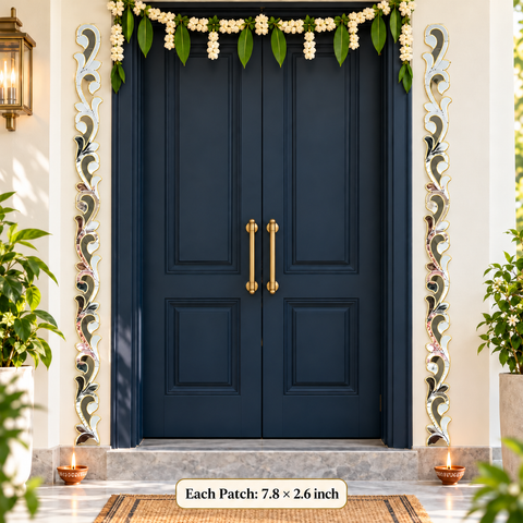 Ready to Use Mirror Lace Border on Transparent Sheet – Decorative Door & Wall Mirror Patch ST-94