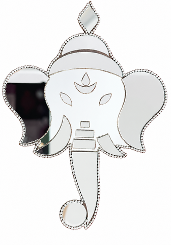 Ready Made Ganesha Silver Mirror Wall Décor for Pooja Room & Festive Decorationst-84