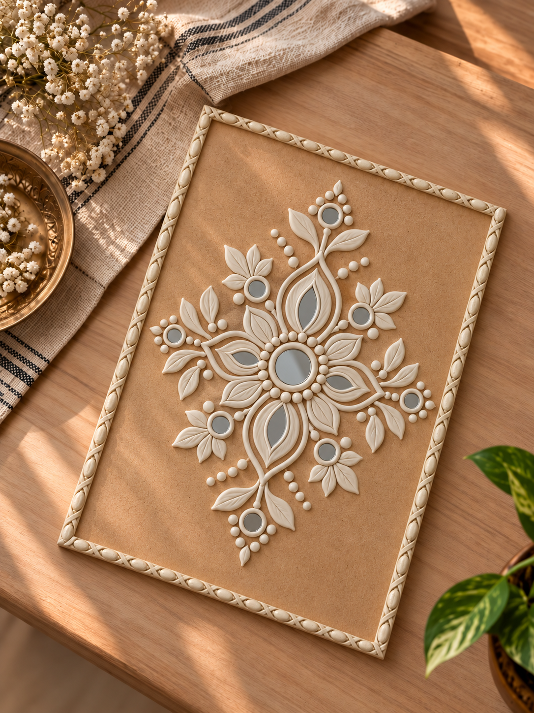 Round & Cross Pattern Clay Border Strips for Lippan Art, Mirror Frames & DIY Décor 7 inch - CLAY BORDER 14