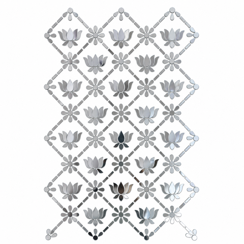 Ready-Made Lotus Mirror Wall Decor on Transparent Sheet for Lippan Art ST-44