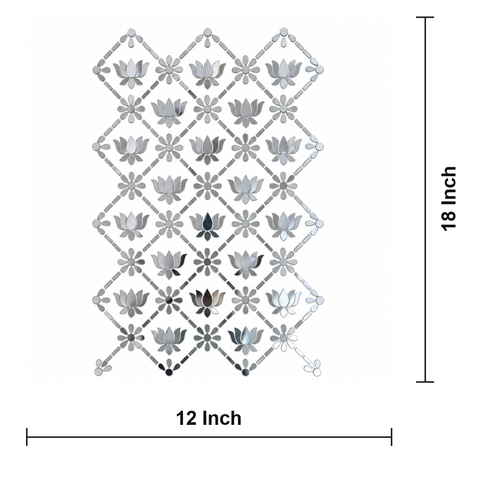 Ready-Made Lotus Mirror Wall Decor on Transparent Sheet for Lippan Art ST-44