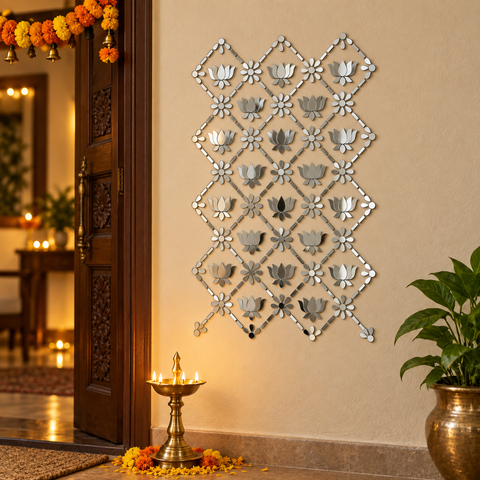 Ready-Made Lotus Mirror Wall Decor on Transparent Sheet for Lippan Art ST-44