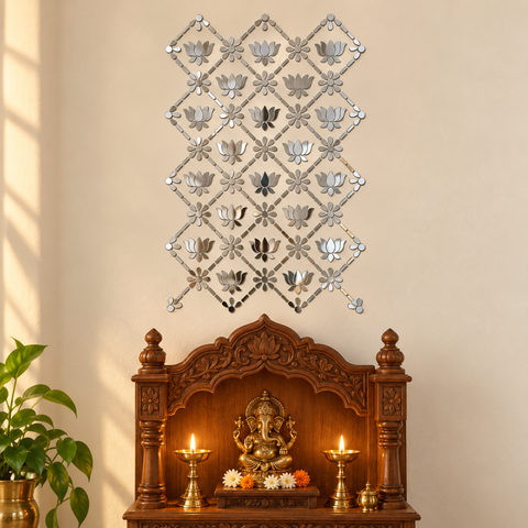 Ready-Made Lotus Mirror Wall Decor on Transparent Sheet for Lippan Art ST-44