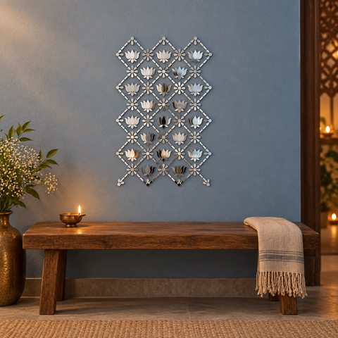Ready-Made Lotus Mirror Wall Decor on Transparent Sheet for Lippan Art ST-44