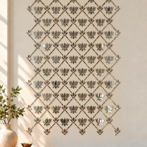 Ready-Made Lotus Mirror Wall Decor on Transparent Sheet for Lippan Art ST-44