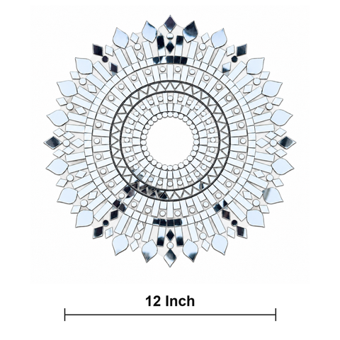 Ready-Made Round  Mirror Design on Transparent Sheet Rangoli  ST-46
