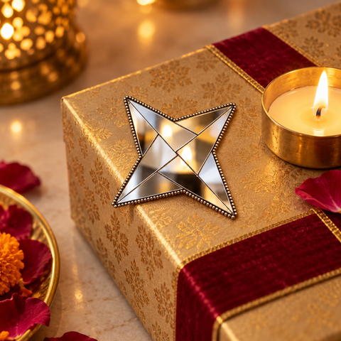 Ready-Made Star Shape Mirror Design on Transparent Sheet for Lippan Art ST-47